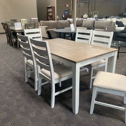 White And Tan Dining Kitchen Table And Chairs 