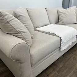 Sand Color Plush 100” Couch For Sale