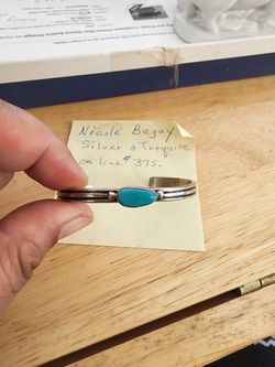 Nicole Begay Silver and Turquoise Bracelet