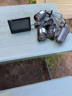 Security cameras. One monitor four cameras