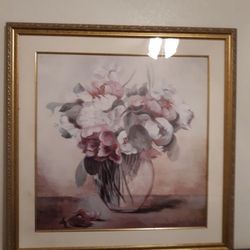 Beautiful picture, nicer in person fabric mat, goldish bronze, beautiful frame, from Arron Bros frame store. Paid new 300.00
