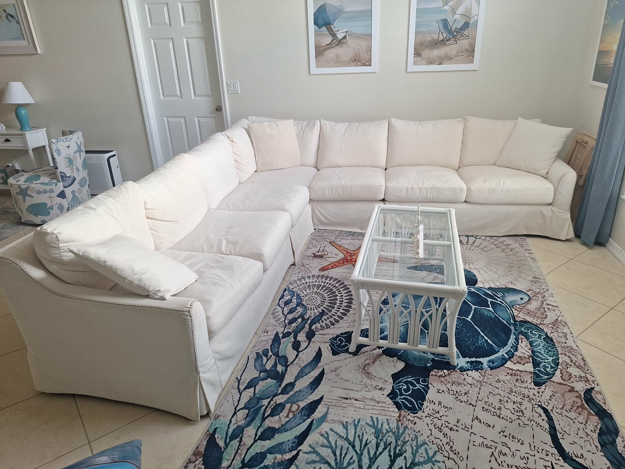 White Cloth Sectional Mint Condition -NEW