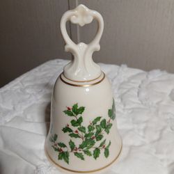 Lennox Christmas Porcelain Bell W/24kt Gold Trim