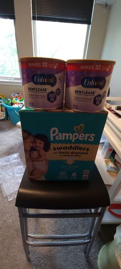 Enfamil Gentlease Formula & Brand new box of size 6 diapers