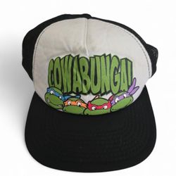 Teenage Mutant Ninja Turtles Cowabunga black and white trucker hat #ninja #cartoon Vintage TMNT Cowabunga SnapBack   The Teenage Mutant Ninja Turtles 