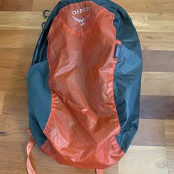 Osprey Orange Dark Grey Hiking Camping Daypack Backpack Zip Logo