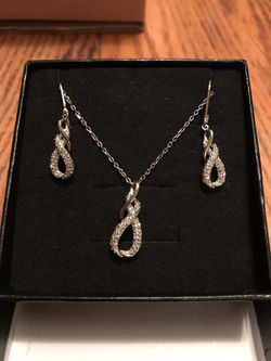 Italian Sterling Silver necklace and earrings with diamonds