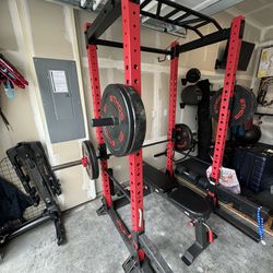 Ethos Power Rack With 205lb Olympic Rubber Plate Set