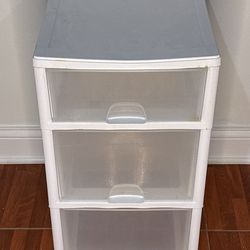 Sterilite 3 Drawer Plastic Rolling Cart White/Gray