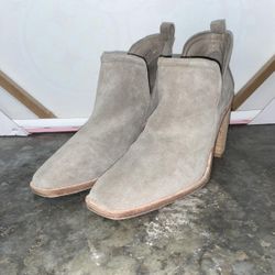 Grey Suede Heeled Booties