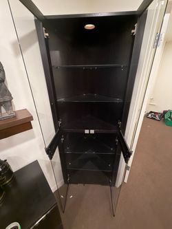 Black Glass Door Display Cabinet / Curio Cabinet