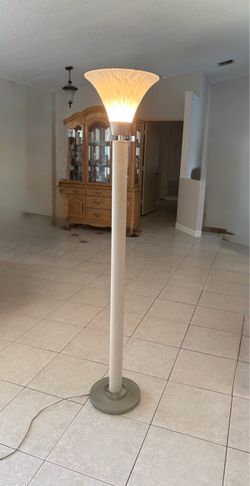 Classic 90s Halogen Torchiere Floor Lamp with Glass Shade
