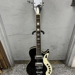 Silvertone 1423 Series Single Cut Guitar Black Gold Flake Electric Guitar 
