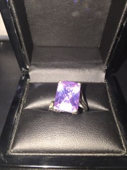 Large lavender CZ sterling silver ring