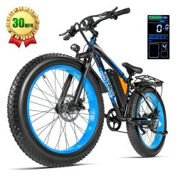 Walmart EOEOTWO 26x4.0 Fat Tire Electric Mountain Bike, Peak 1500W Motor Up to 30MPH, 48V 20Ah Long Range E-Mountain Bike, 7-Speed Off-Road Snow Ebike