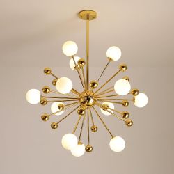 Modern Globe Chandelier 18-Lights Flush Mount Pendant Lighting with Gold Metal