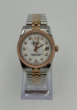 Two-Tone Women's Watch – Rose Gold & White Dial