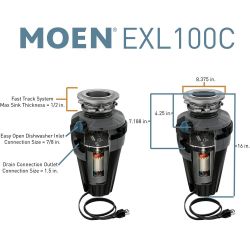MOEN EXL 100c 1 HP LIGHTED GARBAGE DISPOSAL