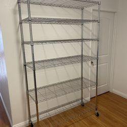 Storage Shelves Heavy Duty Steel Wire Shelving Unit with Wheels and Adjustable Feet