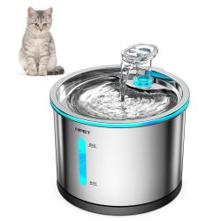 Stainless Steel LED Lights Cat Water Fountain 