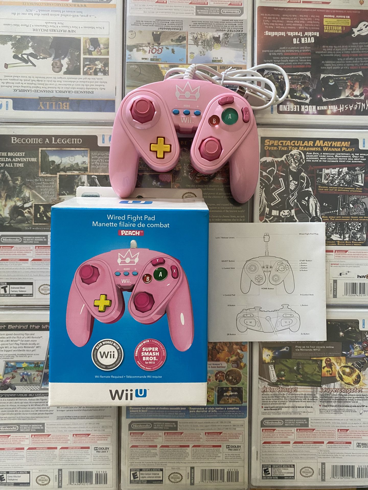 Nintendo Wii/Wii U Princess Peach Controller Fight Pad Super Smash Bros