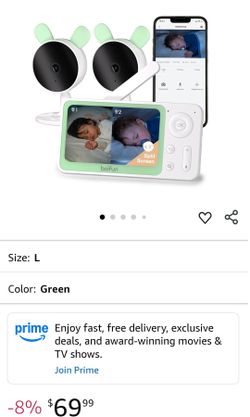 BOIFUN Split Screen Video Baby Monitor WiFi, 2 Cameras, Smartphone APP Control & LCD Monitor, 4.3'' 4X Zoom, AI Motion & Sound Detection, 1080P Smart 