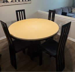 Round Solid Wood Dining Table Set – 4 Chairs Included
