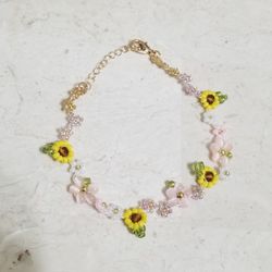 Brand New Beaded Sunflower Bracelet