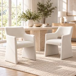 New Set of 2 Camillo Modern Velvet Dining Armchair Contemporary Upholstered Dining Chairs With Armrests For Kitchen, Dining Room, Or Home Office New