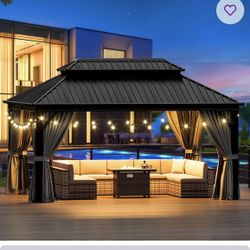 Aluminum Patio Gazebo with Double Roof 10x14 Selling For Parts Only
