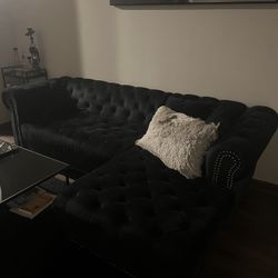 Black Velvet Plush Couch 
