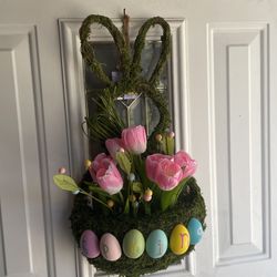 New Spring Rabbit Basket Decoración Para Puerta O Pared