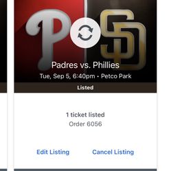 Padres Vs Phillies $35 Each (09/05)