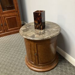 Marble Top Wood End Table