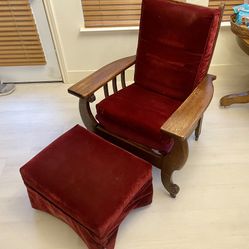 Antique Morris Chair Recliner And Ottoman