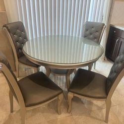 Dining Round Table With 4 Chairs 