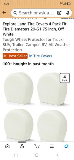 Explore Land Tire Covers 4-Pack Off White, front window cover.