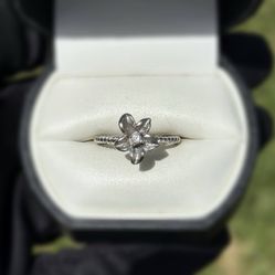 Jewelry Antique 14k solid white gold natural diamonds 0.06CTW ring flowers sz 7.00