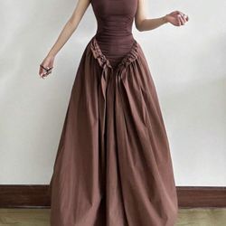 Dazzle Sleeveless Ruched Flare Hem Dress For Women