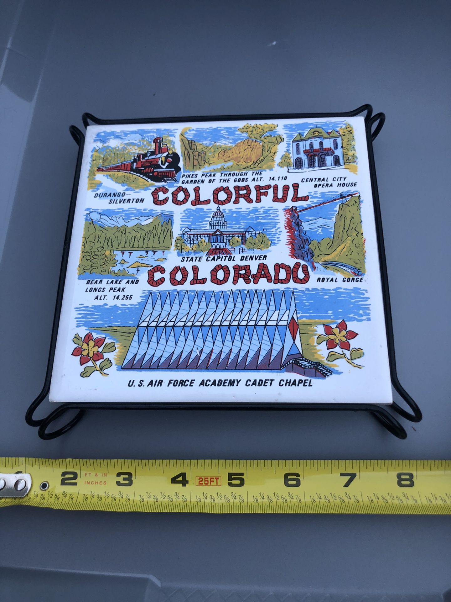 Vintage ceramic trivet, State of Colorado