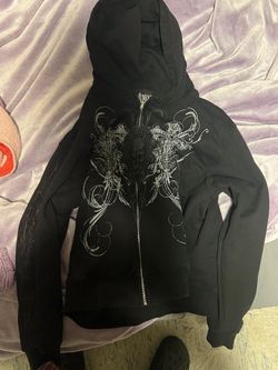 insomnia double cross rhinestone hoodie