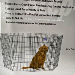 MidWest Black E-Coat 16 Feet Of Exercise Pet Pen W Door For Pets Up To 90 Pounds Like NEW