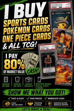 Buying sports cards Pokemon cards and one piece