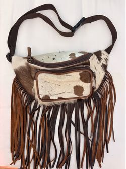 American Darling Hair-on-Hide Leather Fringe Belt Bag/Fanny Pack