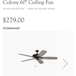 Ceiling fan, With Light Kit. Sells For $300.00