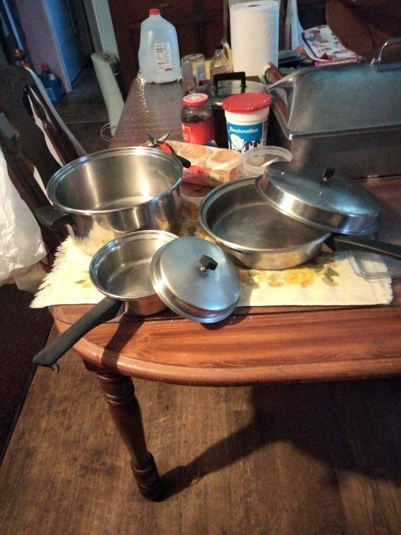 Stainless Steel Pans And Lids Heavy Duty 3/16 Thick Stainless Steel Brand New Condition