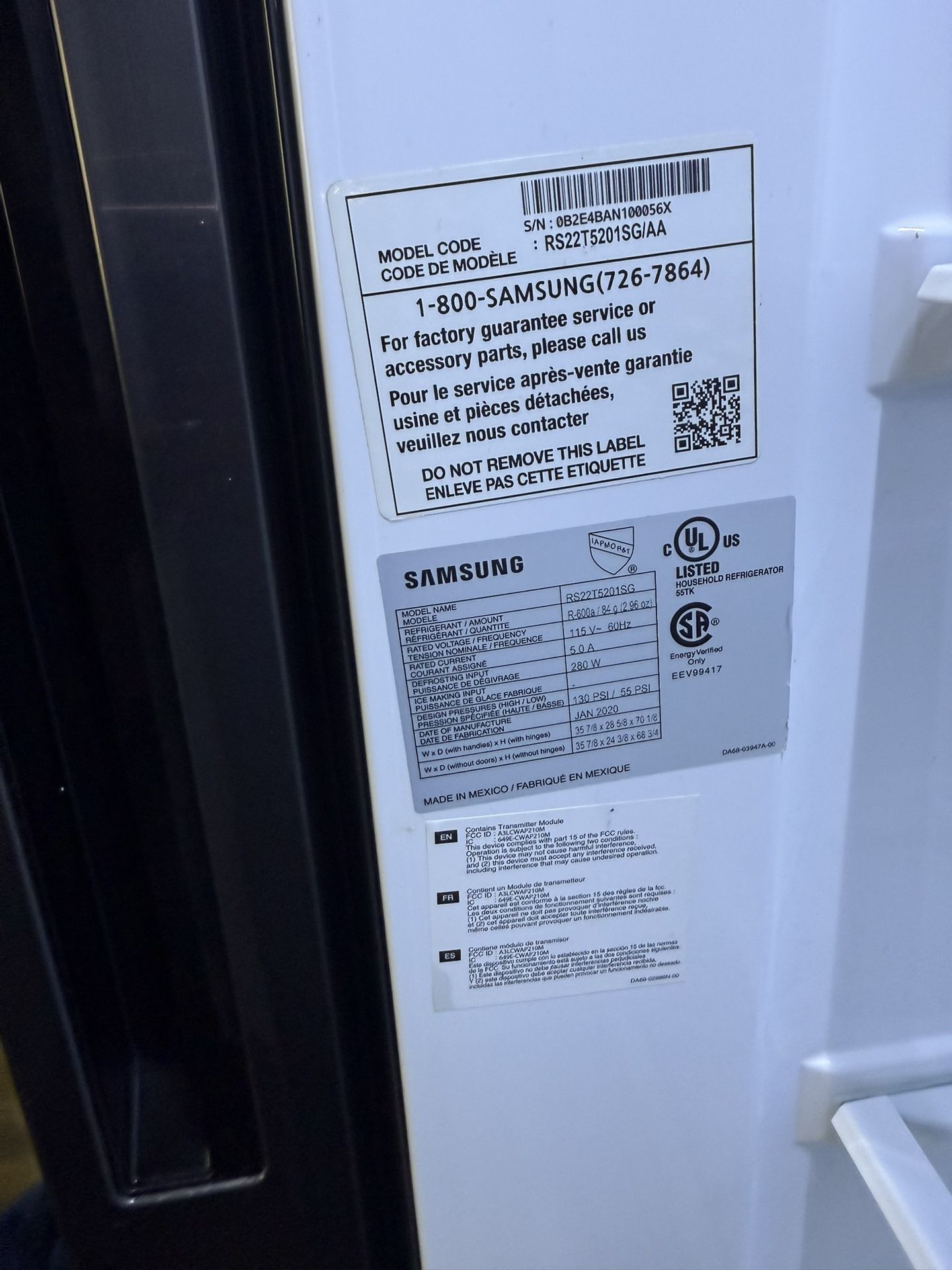 Samsung Side By Side Refrigerator