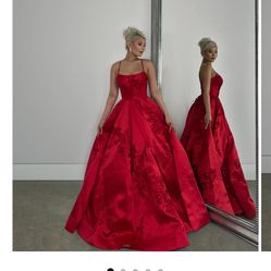 Celeste Red Alglist Prom Ball Gown
