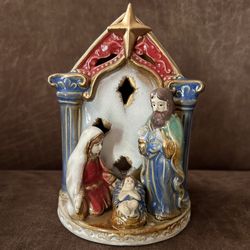 Candle Holder Christmas Nativity Scene