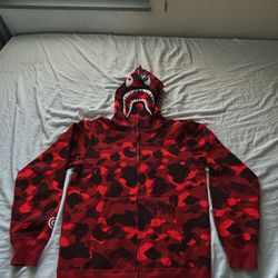 BAPE Color Camo Shark Full Zip Hoodie Red